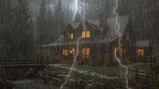 🌧️ Goodbye Insomnia with Heavy Rain & Thunder on Tin Roof in a Foggy Forest | ASMR 😴