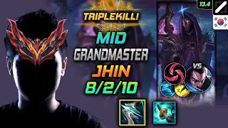 GrandMaster Mid Джин Build Сила шторма Град клинков - Jhin Mid vs Yasuo - LOL KR 13.4