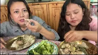 Simple Naga Style Chicken Rice Mukbang | With Fresh Salad & Kinema