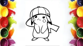 Relaxing Learning: How to Color Pikachu Wearing a Hat | Mini Artist Coloring Tutorial