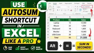 AutoSum keyboard shortcut | Automate Excel