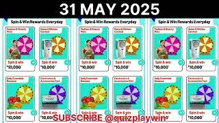 Amazon Spin and Win Rewards Everyday 31 May 2025 | #quizplaywin | @quizplaywin