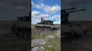 A Ukrainian Gepard German self-propelled anti-aircraft gun dances, showing its maneuverability