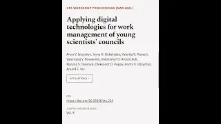 Applying digital technologies for work management of young scientists&rsquo; councils | RTCL.TV