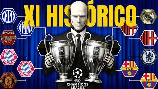 CHAMPIONS pero con el 11 HISTORICO DE CADA CLUB según la IA