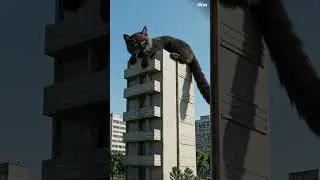 Kitty cozies on a building? Titan kitty naps!