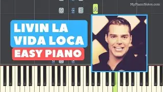 Livin La Vida Loca Piano Tutorial with Chords | Letter Notes | Ricky Martin Song