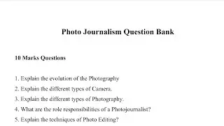 Open elective Photo journalism question bank|Important questions| degree #exam #mangaloreuniversity