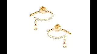 Schmuck - Ohrstecker aus 14K Gelbgold - liegende Tropfenkontur mit klaren Zirkonen, Stern