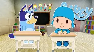 BLUEY y POCOYO APRENDIENDO HABLAR en la GUARDERIA | Las Aventuras de BLUEY en MINECRAFT!