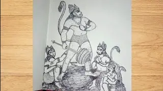 Hanuman ji ki Drawing ( Deepak Art ) step by step  &lrm;