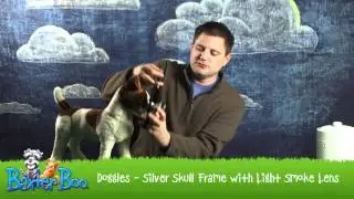Doggles - Silver Skull Frame with Light Smoke Lens at BaxterBoo.com
