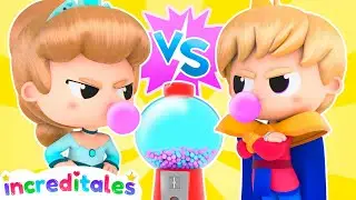 How to blow BUBBLEGUM: CINDERELLA VS PRINCE CHARMING - Kids learn sportmanship