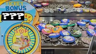 WINNING ALL THE BONUSES! Flintstone Coin Pusher at Circus Circus Las Vegas