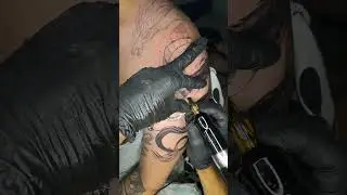black and grey Dragon shoulder tattoo the process