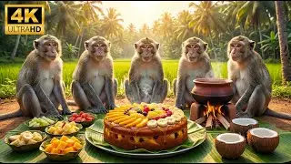 Monkeys Bake a Giant Cake in Kerala&rsquo;s Lush Jungle! 🎂🌴 | Jungle Cooking Adventure