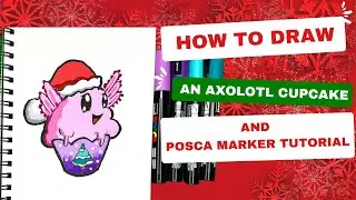 🎵🌲How to Draw a Cute 3D Christmas Axolotl Cupcake | Posca Marker Art Tutorial #sketchlabforkids