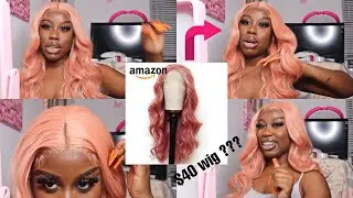 ANDRIA Affordable Pink Amazon Prime Wig| customizing a synthetic wig 💗 | Cephanie Lme