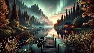 4K - Mystical Aurora Lake Cabin - Ultimate Relaxation with Nature Sounds