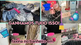 😍🥹GANHAMOS UM SACOLA COM SHORTS,1• FAXINA DO BANHEIRO EM CONSTRUÇÃO COM DIREITO A TAPETES NOVOS E +