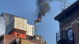 Crane collapse in New York: Video shows view of fire from street