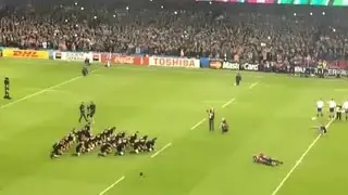 David Campese films the Haka at New Zealand v France