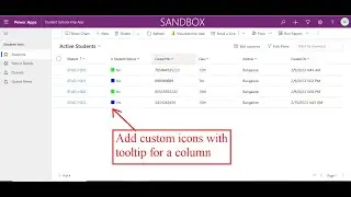 Add custom icons with tooltip for a column in Views of Model driven app