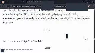 11/15/2025 WEEKLY MARX Theories of Surplus Value, Marx 1861&ndash;3  [Chapter XI] Ricardo&rsquo;s Theory of Rent