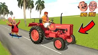 Motu Patlu Driving Red Mini Tractor In Village