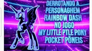 Derrotando a personagem Rainbow Dash no jogo My Little Pony Pocket pôneis