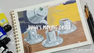 Paint With Me: Studio Ghibli Inspired Howl&rsquo;s Moving Castle Acrylic Study. Painting tutorial ⋆˚꩜｡