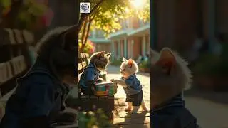 Rich Kitten Shares Lunch with Poor Kitten#ai #aishorts #cat #catlovers #trendingshorts #viral #fyp