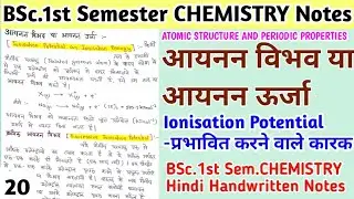 आयनन ऊर्जा /आयनन विभव | BSc.1st Sem.| Ionisation Potential , Factor Affecting, Chemistry Notes