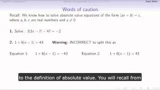 Solve the absolute equation ( example 2)