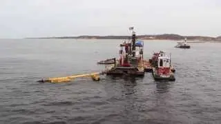 Passing Muskegon channel dredging on Lake Express high speed ferry - 5/4/2012