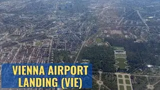 View of Approach and Landing at Vienna VIE Airport Austria 4K April 2023