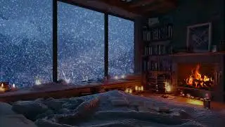 Winter Cabin Night: Soft Embers and Snowfall for Deep Relaxation