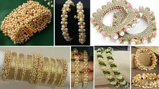 Pearl Bangle Collection 😍 New Model Beautiful Pearl Side Bangle Designs| Treandy Gold Pearl Bangles
