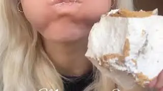 MUKBANG . Mel Nasten in apricot clay paste in a matching crumb.!