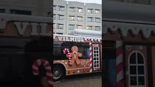 A very cute New Year's bus in Vilnius