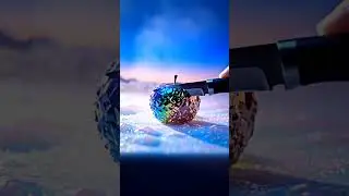 Slicing a Surreal Shimmering Crystal Apple #crystalfruit #macroart #aesthetic #texture #immersive