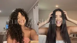 curly to straight hair with TYMO straightening brush