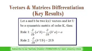 Vectors & Matrices Differentiation (Key Results)