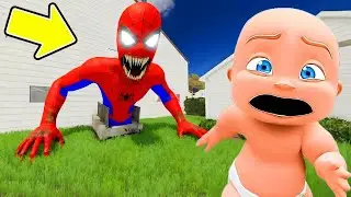 Baby Escapes EVIL SPIDERMAN IN DADDY&rsquo;S BASEMENT!