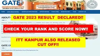 GATE 2023 RESULTS AND CUT OFF  RELEASED !!