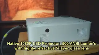 Светодиодный проектор YZQ 1080P, 500 ANSI люмен, высокопреломляющая 5-слойная стеклянная линза, 4...