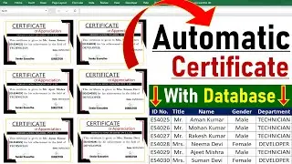 Automatic Certificate using EXCEL Data | Certificate in Excel | Advance Excel
