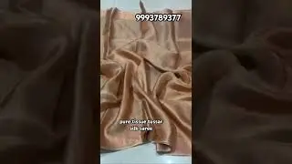 Pure tissue tussar silk plain saree ,running blouse ,silk marked ready to ship .