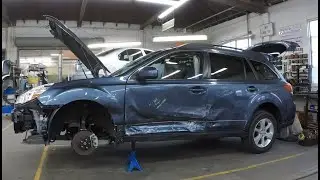 SMASHED! 2014 Subaru Outback Repair TIMELAPSE! Watch us FIX this WRECKED Subaru in under 4 minutes!