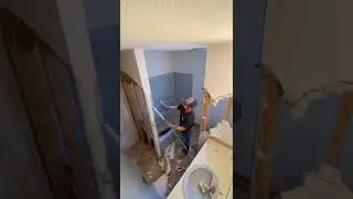 Step by step bathroom renovation. #construction #diy #shorts #youtubeshorts